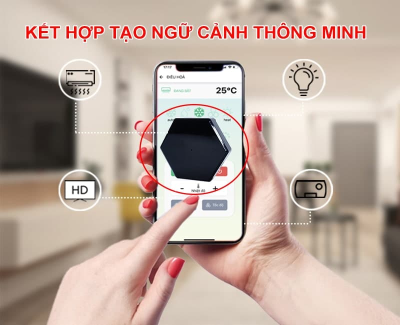 Bộ điều khiển Tivi, Điều Hoà qua điện thoại, Hunonic IR Smart 10 tao ngu canh 800x650 min